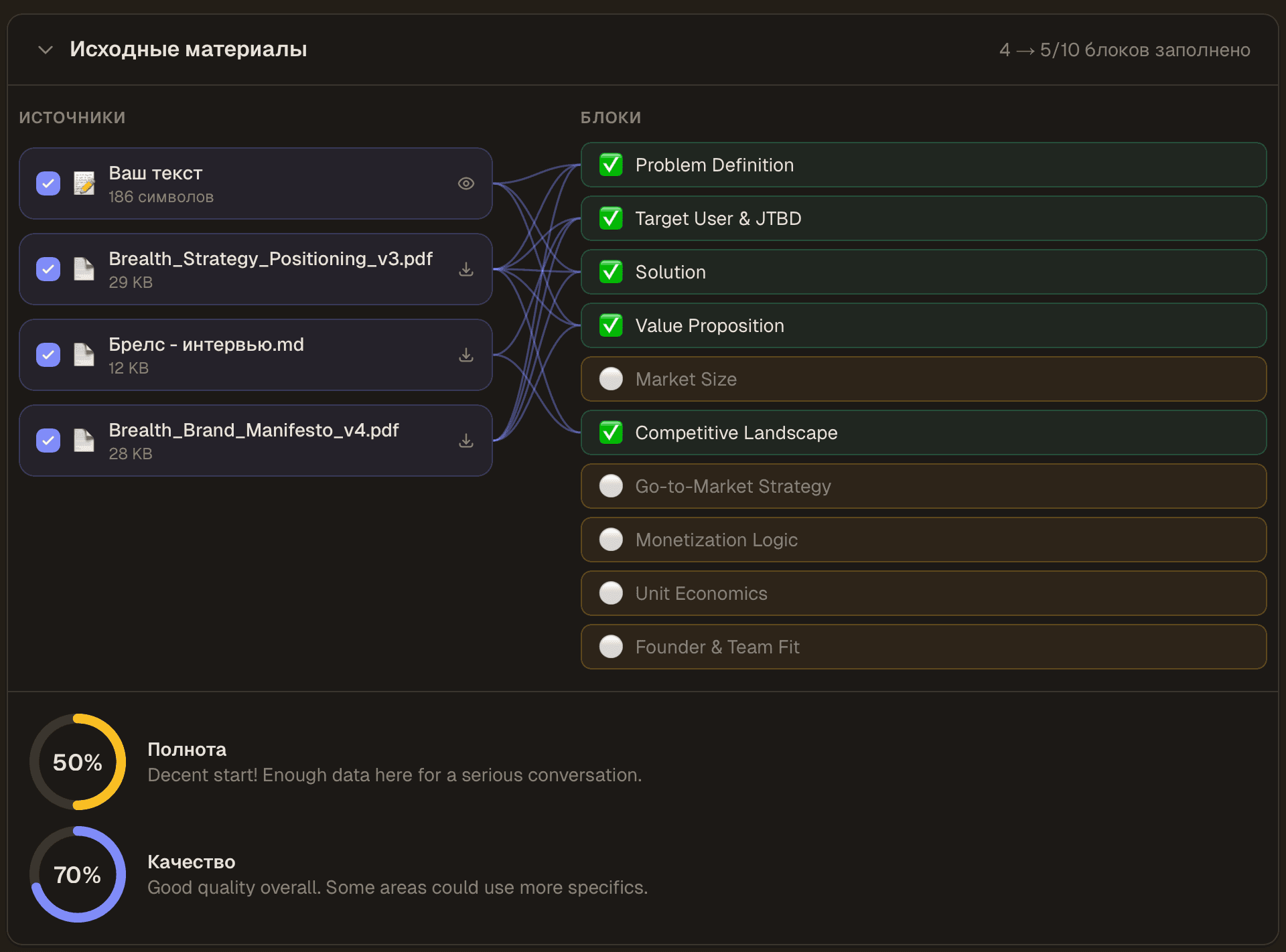 Умный анализ в Proova