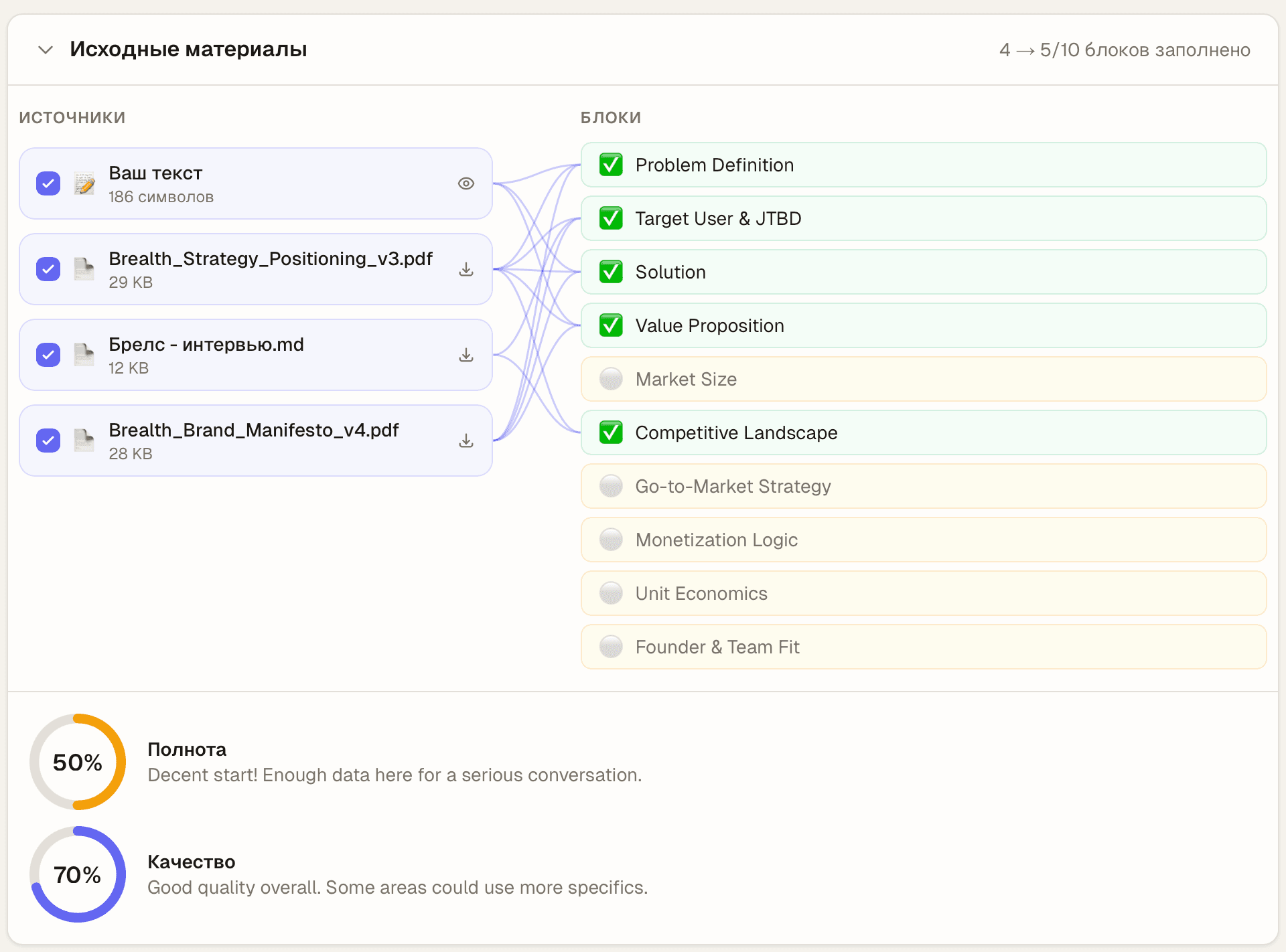 Умный анализ в Proova